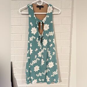For Love & Lemons Teal Dress with White Floral Print
